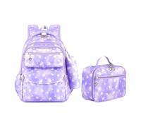 Genérico Girls School Backpack - Waterproof Star Bookbag, Lunch Purse Set