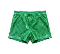 Genérico Girls Sequin Shorts For Stage Performance Dance Activewear (Green, 13-14 Years)