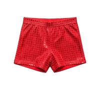 Genérico Girls Sequin Shorts For Stage Performance Dance Activewear (Red, 15-16 Years)