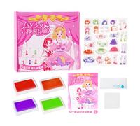 Genérico Girls Stamp Dress Up Book, Collecting Toy, 9,84 x 8,66 in Portable Up Game Set, Colorful Costume Designs, Creative Play Activity for Travel and Fun at Home, Outdoor Use