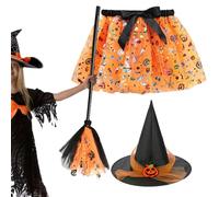 Genérico Girls Witch Dress Up Costume - Falda de Tutu de, atuendo encantador de niños pequeños | Cute disfraz de cosplay de con sombrero de escobas para fiestas, celebraciones de temporada