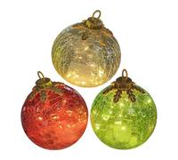 Genérico Glass Christmas Ornaments - 3 Pieces with LED Lights for Holiday Decor | Crystal Ball Design with Sparkling Shine, Tabletop Display Ready, Ideal for Mantel Bedroom Living Room, 12cm