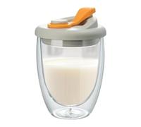 Genérico Glass Coffee Cup For Tea - Double Wall Glass Coffees Cup | 350ml Insulated Glasss Teas Mugs | Travel Coffees Mug With Lid | Insulated Beer Mug For Coffee, Tea, Juice, Milk, Latte, Dessert