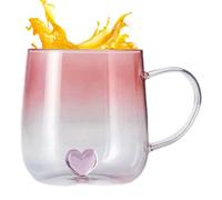 Genérico Glass Coffee Cups Jar with 3D Heart Anti-Scald Gradient