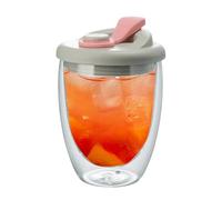 Genérico Glass Coffee Mug - Transparent Cofƒee Cup With Lid | Double-Walled Insulated Therмal Cup Foř Hot Cold Beverages | For Coffee, Tea, Juice, Milk