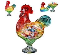 Genérico Glass Crystal Rooster Candy Dish,Glass Chicken Fruit Bowl with Lid,Decorative Chicken Dessert Snack Plate for Kitchen Home Tabletop Display