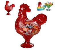 Genérico Glass Crystal Rooster Candy Dish,Glass Chicken Fruit Bowl with Lid,Decorative Chicken Dessert Snack Plate for Kitchen Home Tabletop Display