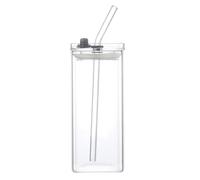Genérico Glass Cups - 400ml Capacity, Transparent Spill Resistant Square Glassware | Square Drinking Glasses for Water Coffee Juice Beer Wine Bar Kitchen Party Restaurant