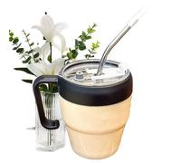 Genérico Glass Cups, Letter Printing Coffee Mug, Multi Purpose Straw Cup, Mug with Handle, Versatile Drinkware for Iced Hot Beverages in Restaurant Kitchen Wedding Picnic Camping, 400ml