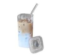 Genérico Glass Cups - Transparent Spill Resistant Square Cup | Heat Resistant Handle Less Water Coffee Juice Beer Wine Cups, Household Square Glass For Bar Party Beverage