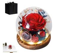 Genérico Glass Dome Preserved Rose with Wooden Base For Women | 5.1 Inch Real Flower Eternal Rose | Valentine's Mother's Day Teacher Appreciation Present | Romantic Best Friend Gift Idea