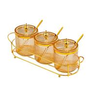 Genérico Glass Jars with Lid and Spoon, Sugar Storage Pots, Luxury Condiment Bottles for Pantry, Kitchen Drawer, Cabinet, Table, Restaurant, Fridge, Camping, Counter Organizer