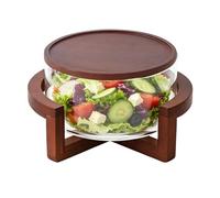 Genérico Glass Mixing Bowl Large 1800ml Food-Grade with Wood Base