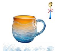 Genérico Glass Ocean Wave Coffee Mugs, 2026 New 12-Oz Sea Glass Ocean Wave Mug, Unique Waves Shape Design Beach Drinkware for Tea Wine Ice Drink (Blue-a,1pcs)