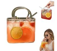 Genérico Glass Purse for Drinks, 26oz Unique Purse Drinking Glass Bags with Integrated Handle, Fish Bowl Vase for Flower, Funky Wine Glass Bag, Aesthetic Gifts for Women, Party, Bar (1Pcs)