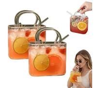 Genérico Glass Purse for Drinks, 26oz Unique Purse Drinking Glass Bags with Integrated Handle, Fish Bowl Vase for Flower, Funky Wine Glass Bag, Aesthetic Gifts for Women, Party, Bar (2Pcs)