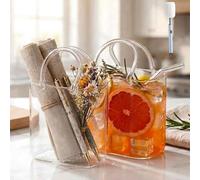 Genérico Glass Purse For Drinks Set Of 2,26oz Unique Wine Glasses Purse Gifts For Women Party,Fish Bowl Vase, Unique Glass Purse Vase, For Fruit Juice, Tea, Flowers (2PCS)