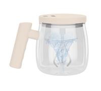Genérico Glass Self Stirring Mug 400ml | 800mAh USB Portable Mixer Cup With Lid And Handle, Stir Milk Protein Powder | Self Stirring Mug Your Drink As It Automatically Stirs, free.