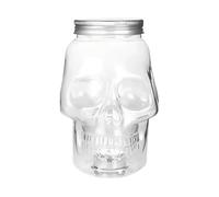 Genérico Glass Skull Canisters - Apothecary Jar for Home Styling | Transparent Material with Twist Cap, Spooky Treat Keeper Ornament, Reusable Display Vessel for Events Countertops 2.1in