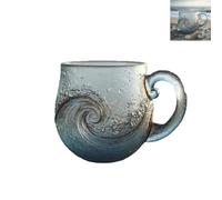 Genérico Glass Sunset Mug, Sea Glass Sunset Mug, Handcrafted Sea 12 Oz Handblown Ocean Wave Pattern Mugs Cup, Seas Inspired Drinkware, for Ocean Lovers(#B,1Pcs)