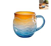 Genérico Glass Sunset Mug, Sea Glass Sunset Mug, Handcrafted Sea 12 Oz Handblown Ocean Wave Pattern Mugs Cup, Seas Inspired Drinkware, for Ocean Lovers(#A,1Pcs)