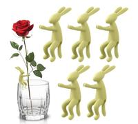 Genérico Glass Vase Mount - Rabbit Figurine Propagation Set for Houseplants | Set of 5 Animal Ornaments Plus Silicone Grip and Weatherproof Resin for Bonsai, Dining Table, Bedroom and Home Office