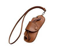Generico Glasses Case, Glasses Pouch, Slim PU Leather Eyewear Holder Bag with Lanyard Protective Pressure-Resistant for Men Women Travel Home Work, 6.5x3.15 Inches, 70g, marrón, riferimento alla