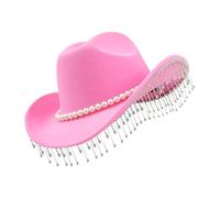 Generico Glitter Cowboy Hat, 13.78x13.19x5.12 inches Fashionable Party Accessories | Rhinestone Tassels Western Hats for Men - for Music Concert Wedding Holiday Celebration Cosplay Photoshoot