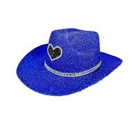 Generico Glitter Cowboy Hat, Western Hat Wide Brim, 27 x 38 x 13 cm / 10,63 x 14,96 x 5,12 inches Sparkly Party Headwear, Cosplay Costume Prop for Men Women Gold stamping cloth
