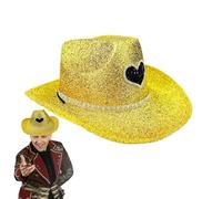 Generico Glitter Cowboy Hat, Western Hat Wide Brim, 27 x 38 x 13 cm / 10,63 x 14,96 x 5,12 inches Sparkly Party Headwear, Cosplay Costume Prop for Men Women Gold stamping cloth