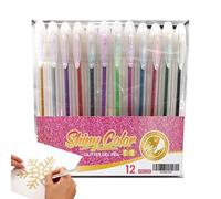 Genérico Glitter Gel Pens, 12 Piece Art Drawing Set, Vibrant Colored Gel Markers with Smooth Ink, Shiny Pens for Planner Decorating Note Taking Cards Crafts, for School Party Favors Creative Use