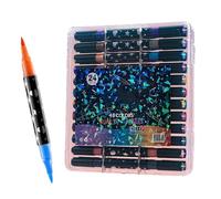 Genérico Glitter Markers Pen - Double Tip Coloring Highlighters, Shimmer, Glitter Effect Brush Markers for Journaling, Professional Art Pens for Notebook Birthday Card, Adult and Kid Friendly