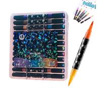 Genérico Glitter Markers Pen, Double Tip Highlighter, 6.3x0.47 Inches Portable Brush with Effect, Ink Coloring Tool, Glitter Pen with Shiny Style, Art Supply for School and Office