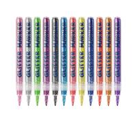 Generico Glitter Markers - Quick Drying Painting Pens, Ink Coloring Set with Vibrant Finish, Art Drawing Markers, Craft Glitter Pens, Creative Writing Tools for Kids Students Artists Teachers