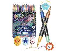 Genérico Glitter Paint Pens - Double-Tip Markers | Shimmer Gel Pens With Fine And Brush Tips, Colors With Easy Control, Craft Supplies For DIY Scrapbooking, Card Making, Art Projects