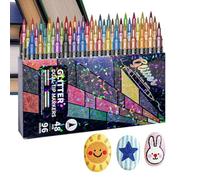 Genérico Glitter Paint Pens - Double-Tip Markers | Shimmer Gel Pens With Fine And Brush Tips, Colors With Easy Control, Craft Supplies For DIY Scrapbooking, Card Making, Art Projects