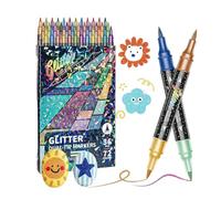 Genérico Glitter Pens - 5,83 pulgadas Double-Tip Coloring Tools | Water-Básed Safe Ink - 24 vibrantes Glitter Markers for DIY Crafts Scrapbooking Art Projects and Creative Fun