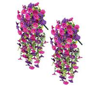 Genérico Gloria Artificial De Mañana, 2Pcs Planta Colgante Falsa Decoración De Gloria De Mañana, Resistente A Los Rayos UV, Decoración Exterior De Primavera para Macetas Y Patio (Morado)