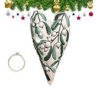 Genérico Gloryboom Christmas Ornament Embroidery Kit, DIY Heart Shaped Hand Embroidered Christmas Ornament/Ornament Kits, Beginner Friendly Cross Stitch Craft Set with Needles Thread (EE)