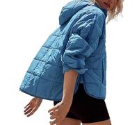 Genérico Gloryboom Jacket, Gloryboom Women's Oversized Hooded Puffer Jacket, Lightweight Warm Pullover Fall Winter Coat Tops Outwear (Blue,S)