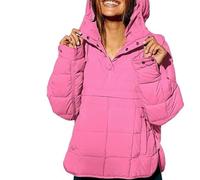 Genérico Gloryboom Jacket, Gloryboom Women's Oversized Hooded Puffer Jacket, Lightweight Warm Pullover Fall Winter Coat Tops Outwear (Hotpink,S)