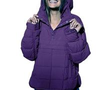 Genérico Gloryboom Jacket, Gloryboom Women's Oversized Hooded Puffer Jacket, Lightweight Warm Pullover Fall Winter Coat Tops Outwear (Dark Purple,S)