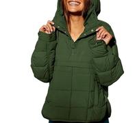 Genérico Gloryboom Jacket, Gloryboom Women's Oversized Hooded Puffer Jacket, Lightweight Warm Pullover Fall Winter Coat Tops Outwear (Army Green,S)