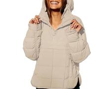 Genérico Gloryboom Jacket, Gloryboom Women's Oversized Hooded Puffer Jacket, Lightweight Warm Pullover Fall Winter Coat Tops Outwear (Beige,S)
