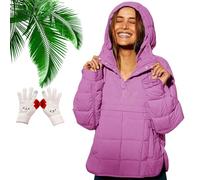 Genérico Gloryboom Puffer Jacket, Gloryboom Jacket, Gloryboom Women's Oversized Hooded Puffer Jacket, Winter Warm Pullover (Dark Pink,L)