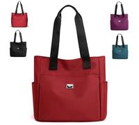 Genérico Gloryboom Shoulder Bag, Large Capacity Water Repellent Multi Pocket Nylon Shoulder Bag, for Women (Wine Red)