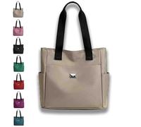 Genérico Gloryboom Shoulder Bag, Large Capacity Water Repellent Multi Pocket Nylon Shoulder Bag Simple with Zipper (Khaki)