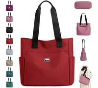 Genérico Gloryboom Shoulder Bag, Large Capacity Water Repellent Multi Pocket Nylon Shoulder Bag, Stylish and Lightweigh, with Zipper (Red)