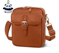 Genérico Gloryboom Small Lightweight Crossbody Leather Bag, Women Retro Adjustable Strap Double-Layer Large Capacity Crossbody Bags (Brown)