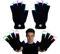 Genérico Gloving Light Gloves, Finger Led Rave Gloves, 7 Colors Light up Glove Fingertips for Dance, Party, Gloving Show (Black A)